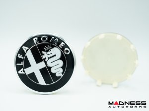 Alfa Romeo Wheel Center Caps - set of 4 - Black/ Silver - 60mm - V1
